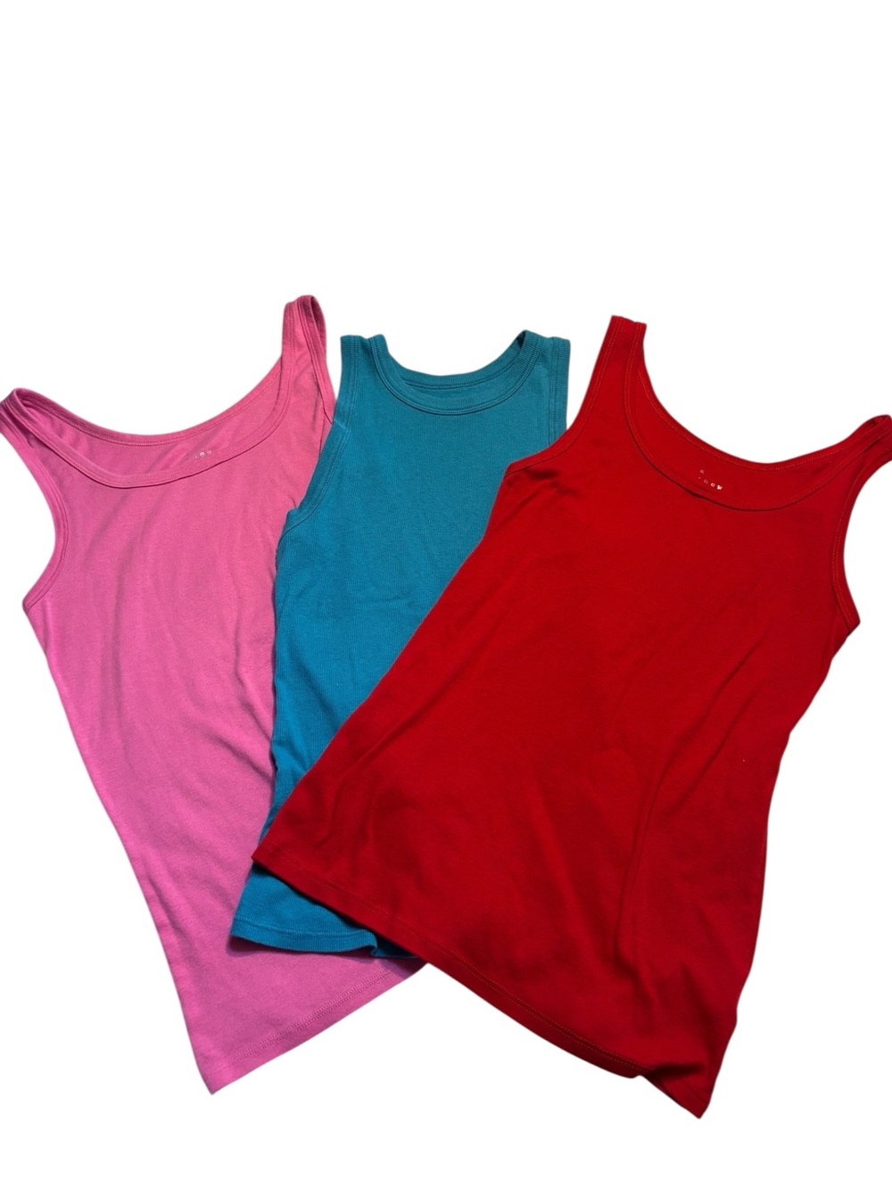 A New Day SET 3 Tank Tops Small Pink, Teal, Red - 3-Pack Bundle Cotton Stretchy